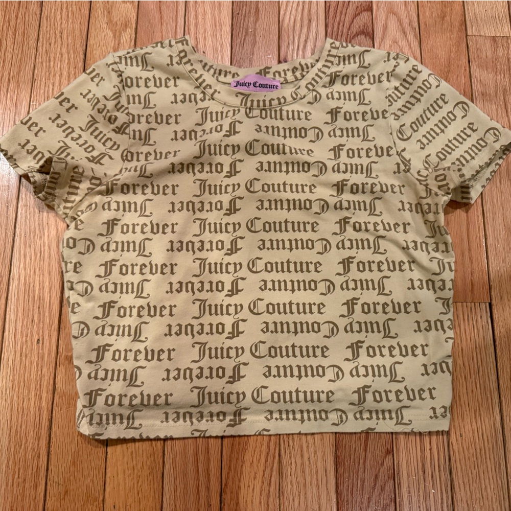 Juicy Couture x Forever 21 Collab Beige Script Logo Print Tee